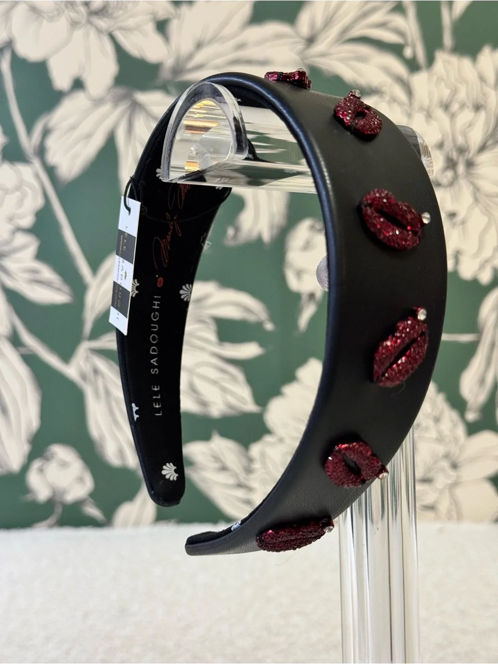Lele Sadoughi x Marilyn Monroe Leather Headband w/Glitter Lip Appliqués